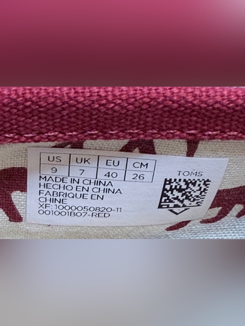 TOMS Alpargata Paper Source Red Slip-On Shoe Women’s Sz:9 NWT - Picture 7 of 9